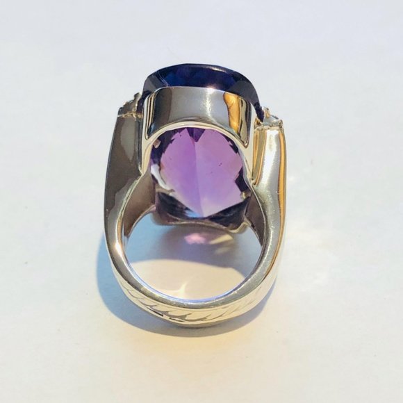 David Yurman Deco Amethyst & Diamond Sterling Sil - Picture 3 of 10